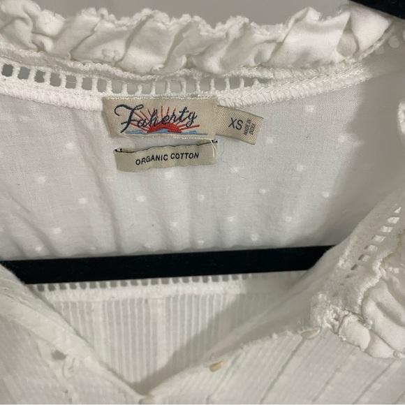 Faherty Willa Button Front Organic Cotton Ruffle Collar Embroidered White Top 22 - Picture 5 of 11